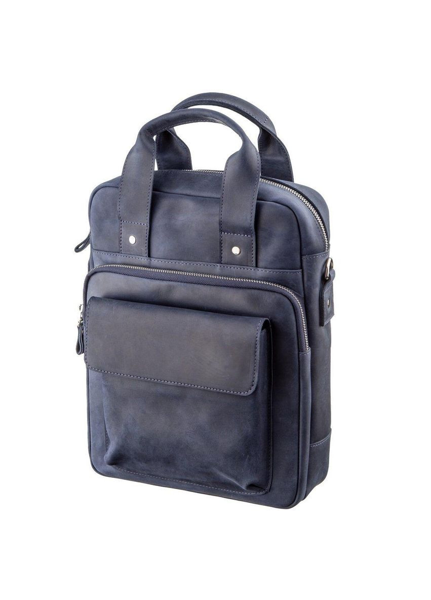 Стильна сумка під А4 вертикального формату в матовою шкірі 11170, Синя Shvigel (366880635)