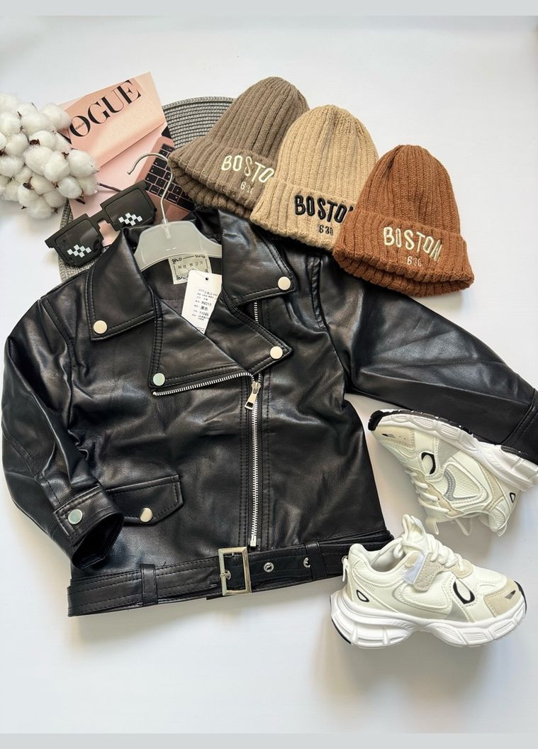 Черная демисезонная косуха детская цвет черный 10730 No Brand