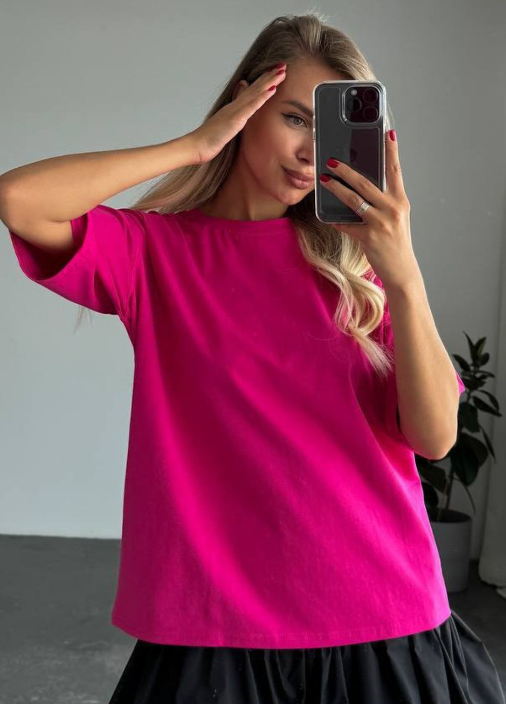 Базова повсякденна оверсайз футболка з рукавами до ліктя Tik-Tak - (325401728)