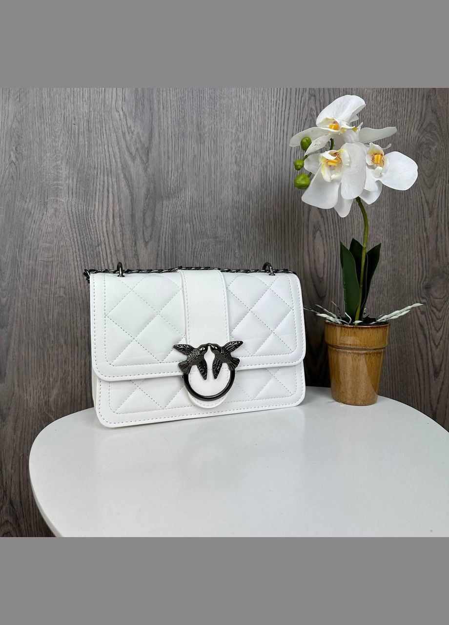 Мини сумочка клатч с птичками на цепочке из экокожи белая (sku_1303Б) No Brand (330576217)