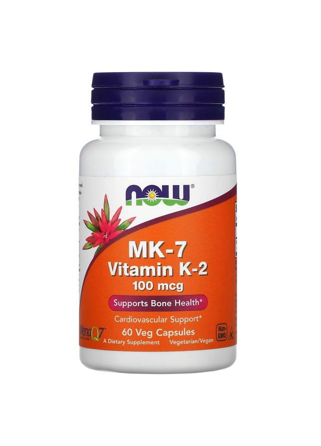 Вітаміни та мінерали Vitamin K2 (MK7) 100 mcg, 60 вегакапсул Now (322292503)