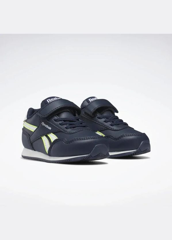 Синій всесезон кроссовки royal classic jogger 3 vector navy cloud white solar acid yellow Reebok