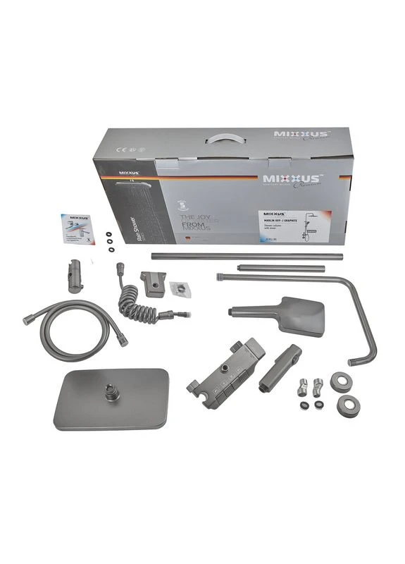 Душевая колонна со смесителем Premium MARLIN 009-J GRAPHITE с кнопкой переключения, 4 режима, латунь, потолочная и ручная лейка, Mixxus (398853324)