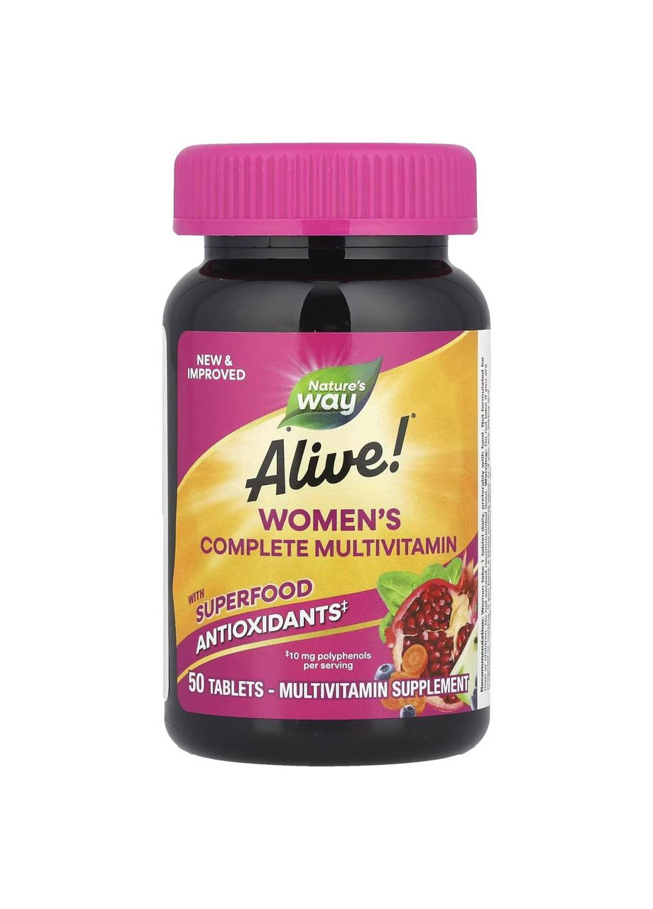 Alive!, комплекс мультивітамінів для жінок, 50 таблеток Nature's Way (361858735)