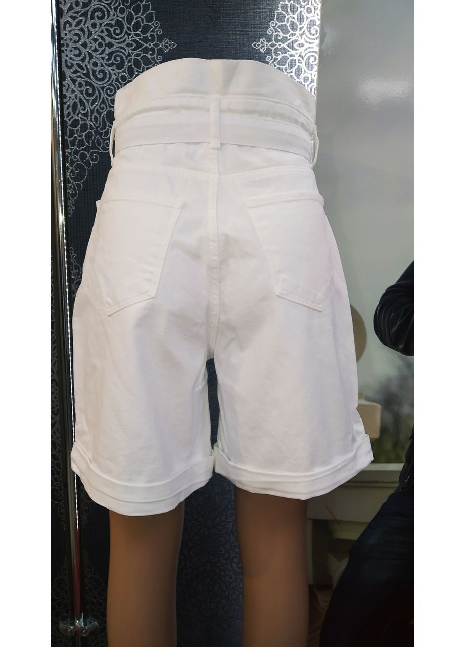 Шорти жіночі джинсові бермуди до колін з поясом без стрейчу 26 білі Rich (350349549)