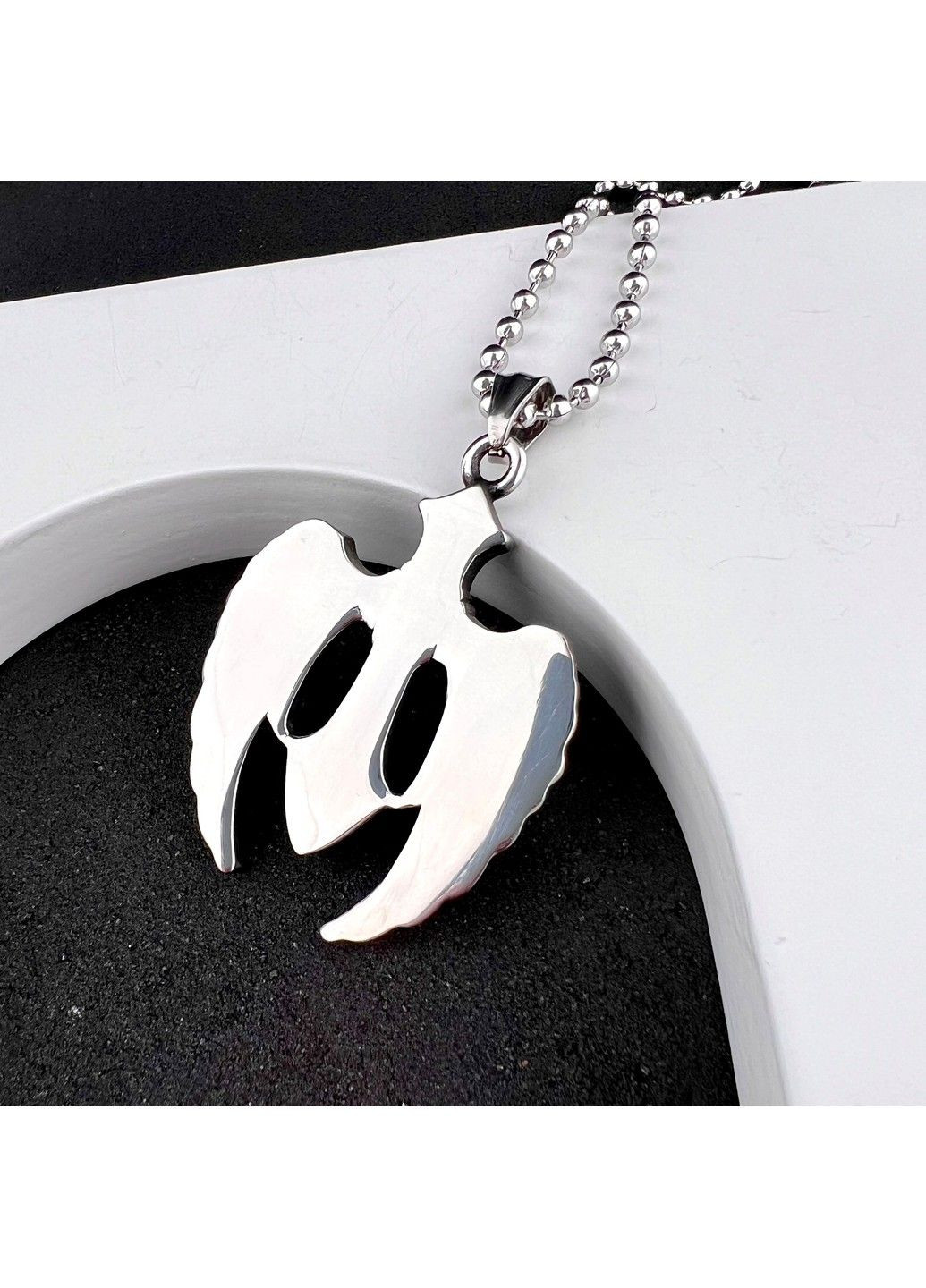 Хрестик з крилами і червоними каменями з медичної сталі PSC-051 No Brand (299340268)