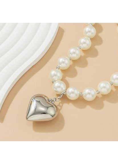 Чокер + кулон серце Перлини (імітація) No Brand (362376703)