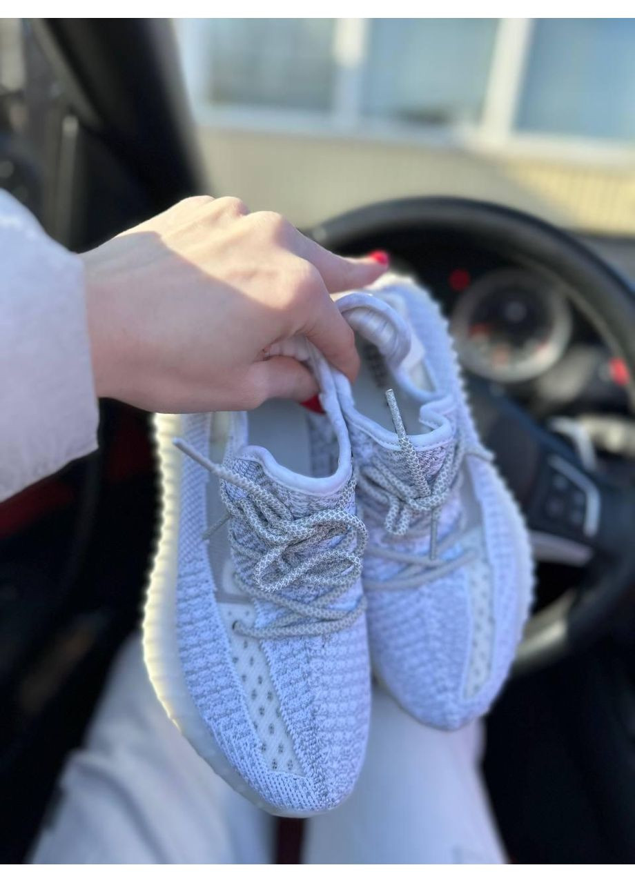 Білі Осінні кросівки чоловічі adidas yeezy boost 350 v2 white full reflective адідас ізі буст No Brand