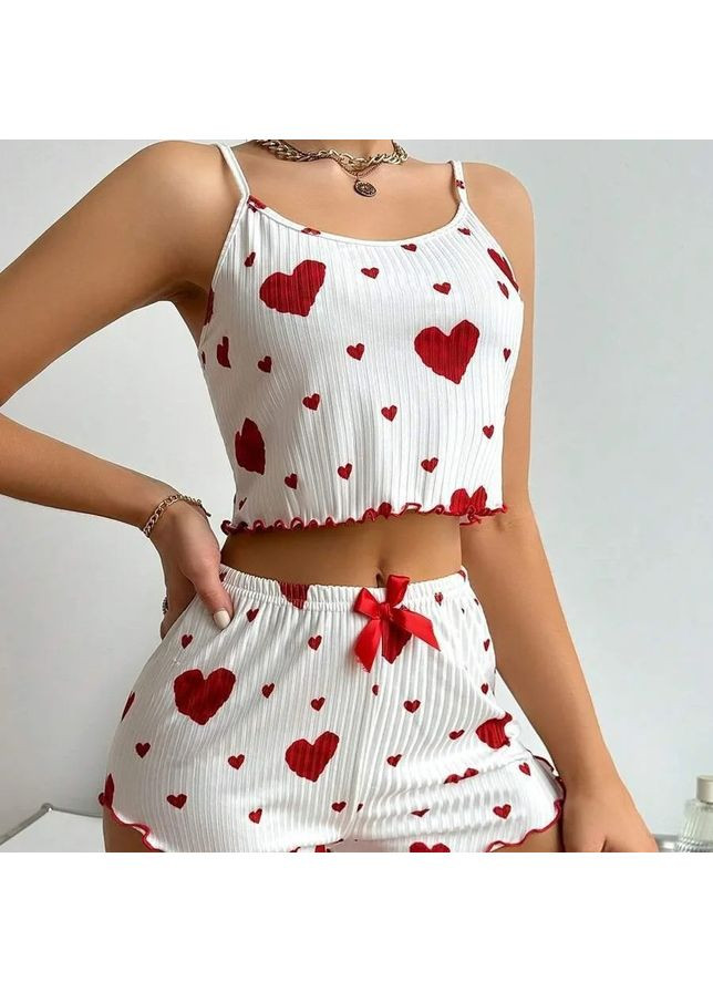 Белая всесезон пижама женская белая майка + шорты No Brand Жіночі піжами