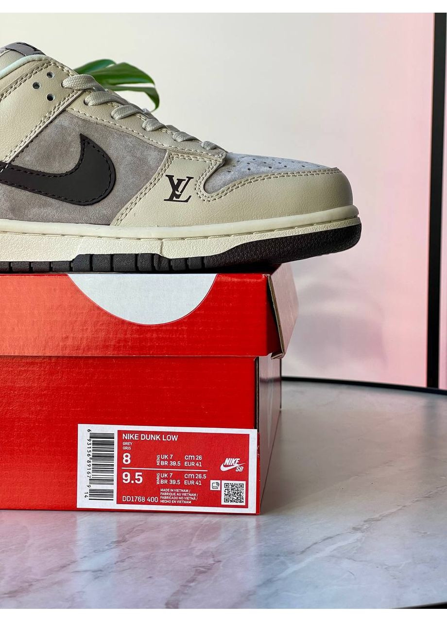 Кроссовки женские и мужские Nike SB Dunk Low x Louis Vuitton grey | Найк сб Данк низкие серые No Brand серые демисезоны (355888606)