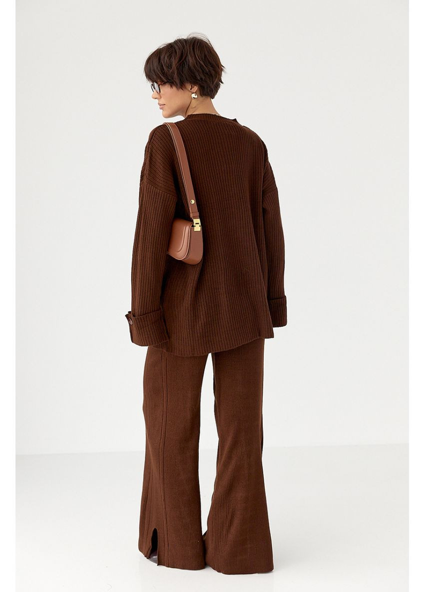 Вязаный костюм в рубчик свободного кроя Lurex Костюм-двойка (370377329)