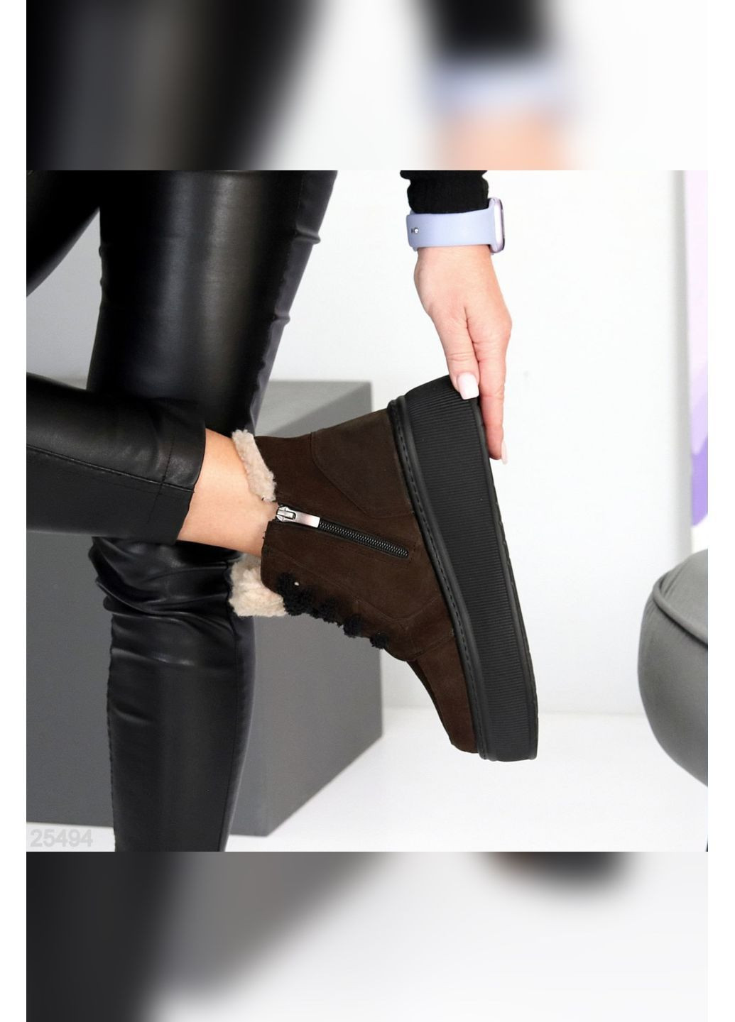 Зимние зимние ботинки No Brand из натуральной замши