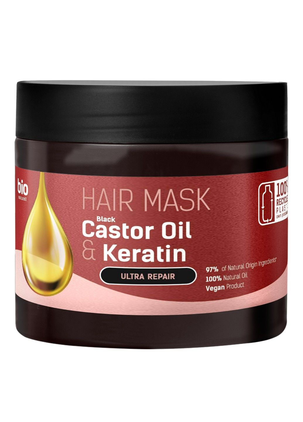 Маска для волосся Black Castor Oil & Keratin 295 мл Bio Naturell (283017554)