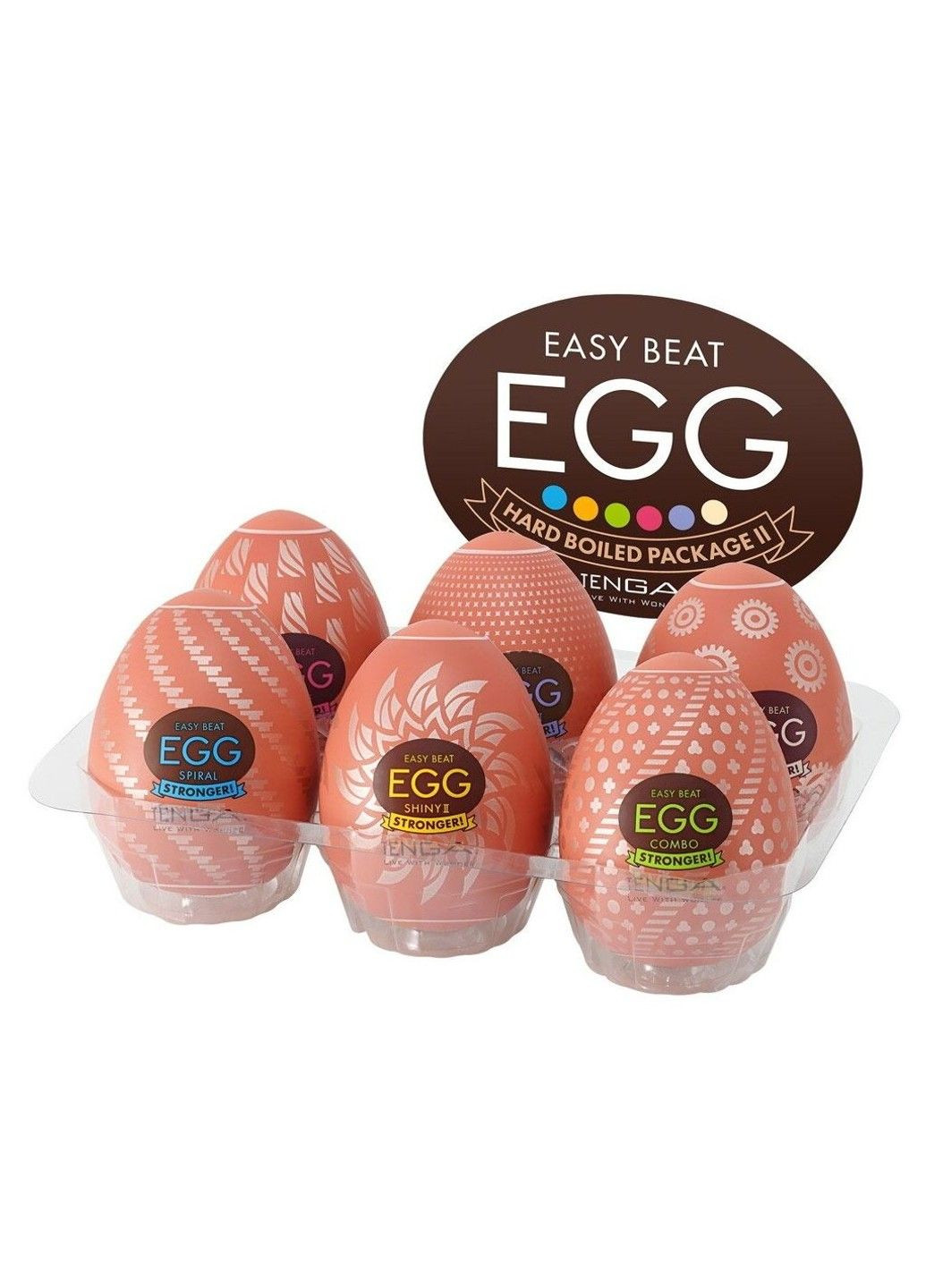 Набір мастурбаторів-яєць Egg Hard Boilded II Pack (6 яєць), щільний TPE, опукла текстура Tenga (322740465)
