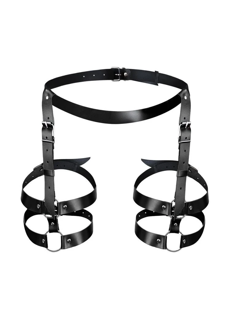 Шкіряні гартери Melani Leather garters L-2XL Чорні Art of Sex (282965591)