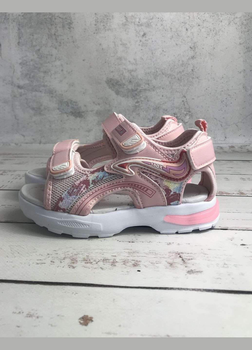 Розовые повседневные, коктейльные, вечерние сандалии босоножки для девочки led розовый (582-1) B&G на липучке