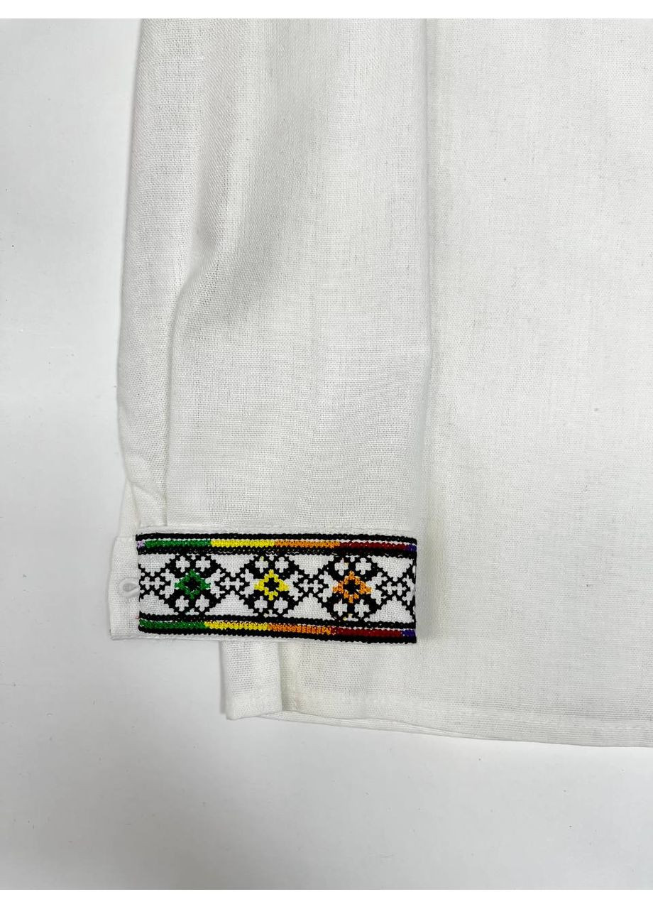 Белая белая льняная мужская вышиванка мозаика MOTYV узор орнамент лен (361361115)