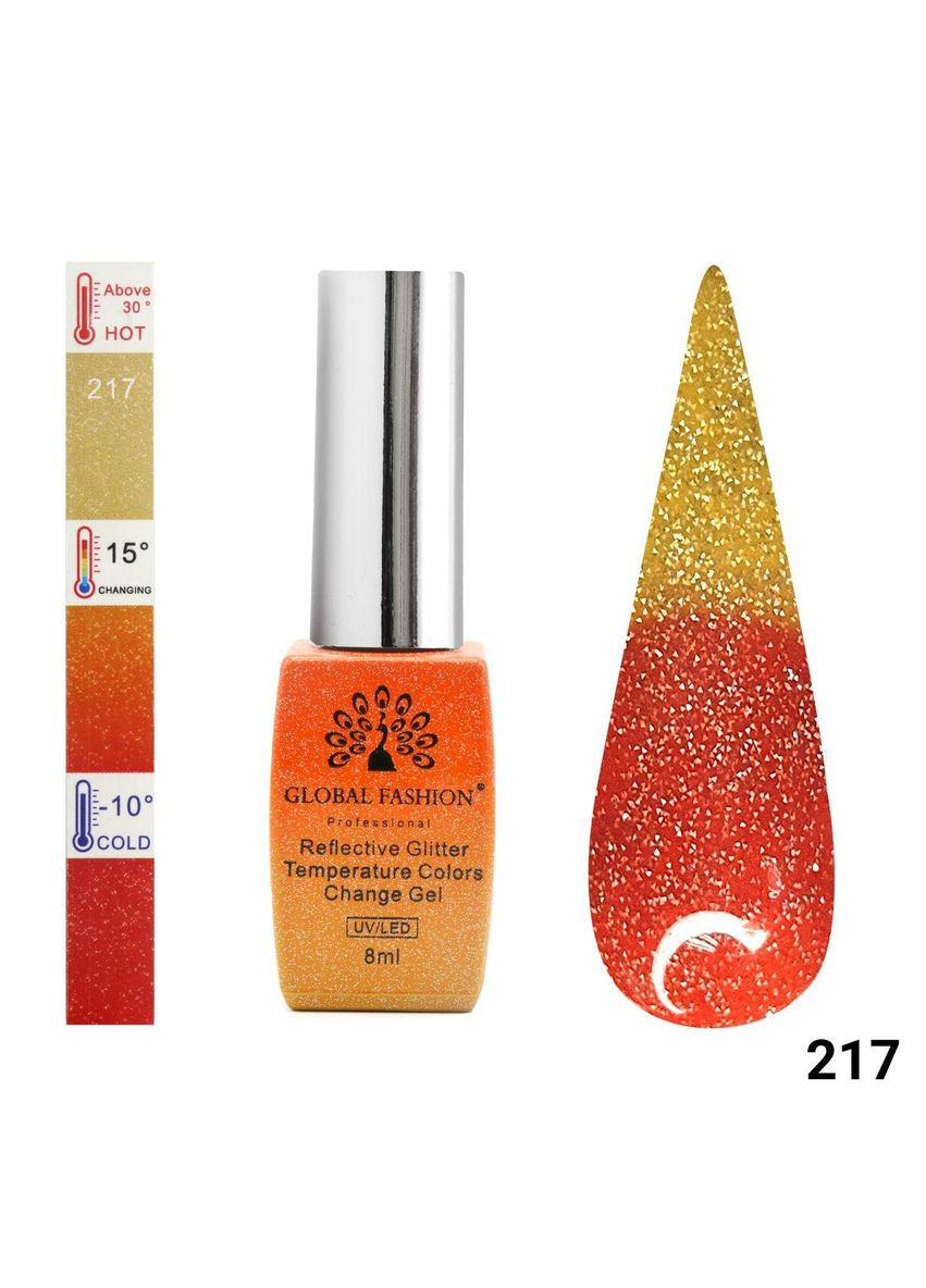 Светоотражающий Термо гель-лак №217, 8 мл Global Fashion (354798739)