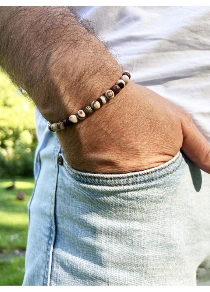 Мужской браслет из натуральной яшмы "зебра" 4527 LeBijou (369374551)