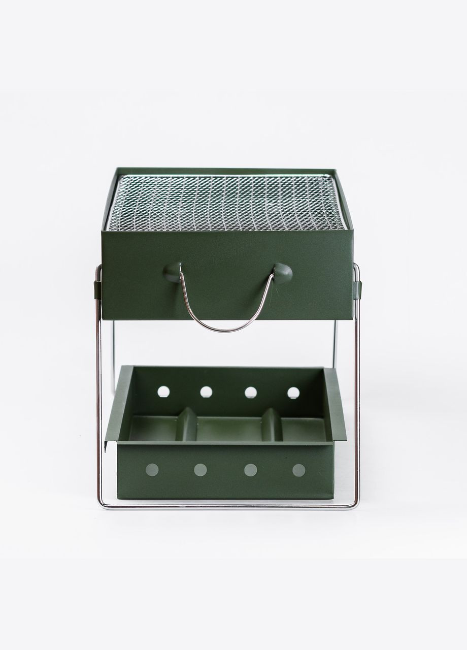 Гриль мангал барбекю двойной на ніжках TS Kitchen 51.5×23×25 см мангал з решіткою складаний гриль Зелений No Brand HP461GR (299239334)