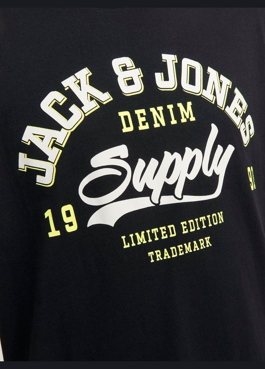 Чорна футболка basic,чорний з принтом білий,jack&jones Jack & Jones