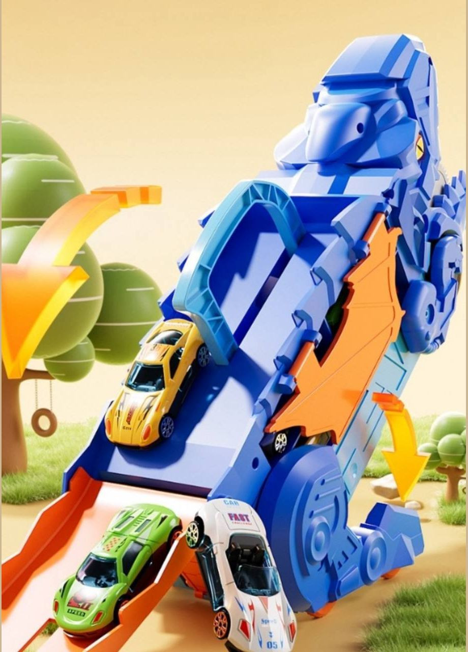 Мега трансформер Dino Y 2126 A 2 в 1 Трейлер-Автовоз з 3 машинками Fun Game (327216878)