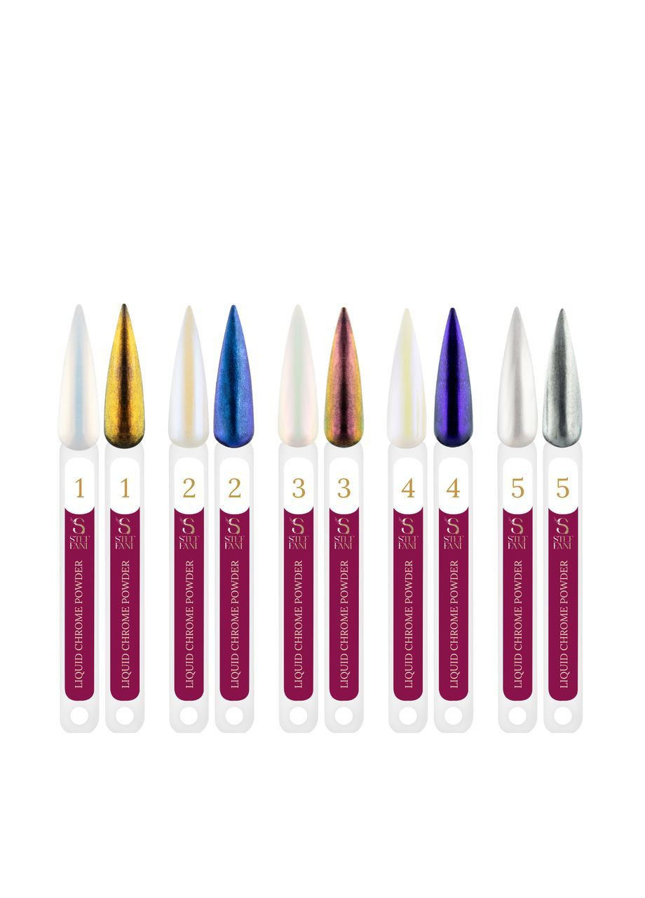 Втирка для гель-лака Liquid Chrome Powder жидкая перламутровая 2 мл, 02 Голубой перламутр Steffani (363554856)