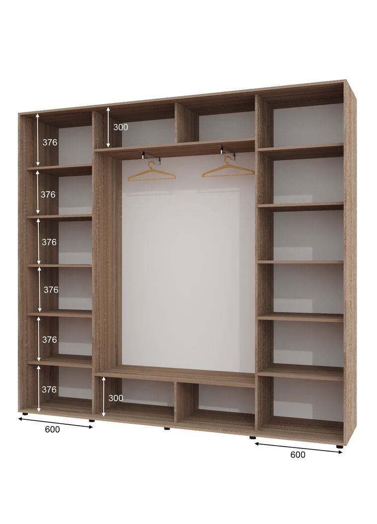 Шафа-купе тридверна 240*45*250 см Дуб Сонома трюфель 3 двері ДСП + Дзеркало + ДСП ШК-05 Алекса (360475295)