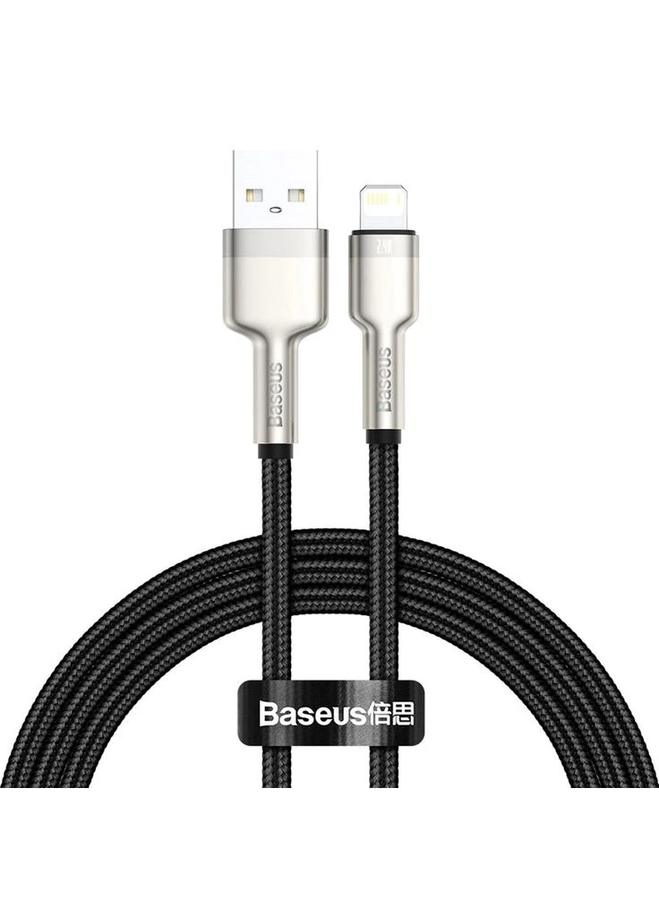 Кабель Cafule Metal USB to Lightning 2.4A 0.25m Black (CALJK-01) [78967] Baseus (399919259)
