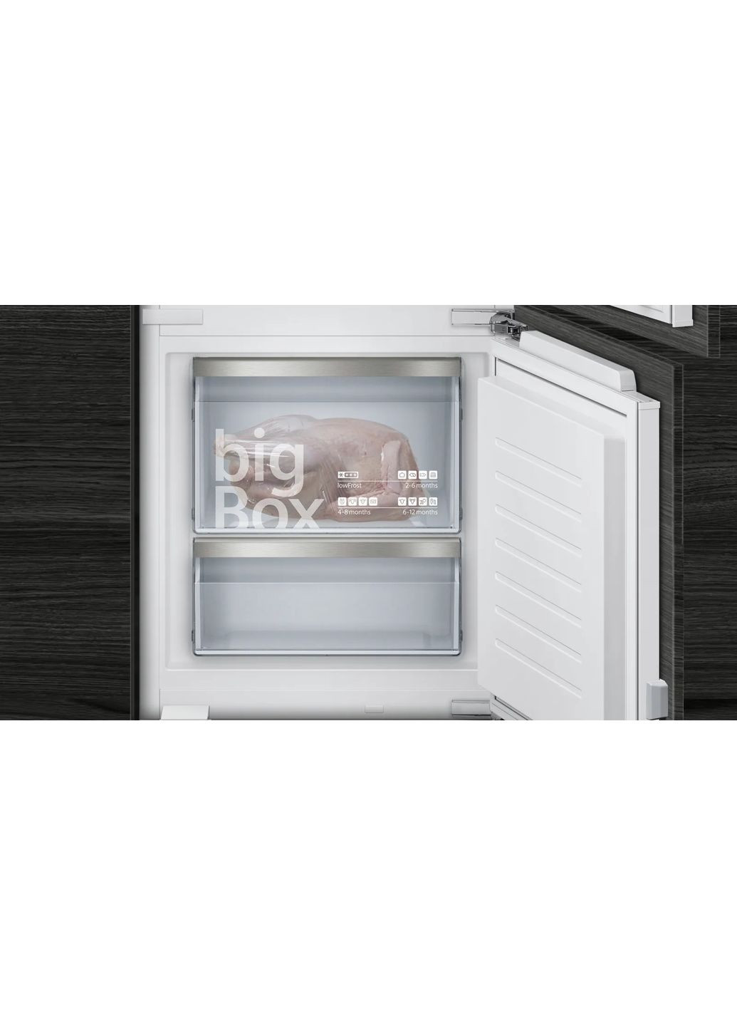 Холодильник вбудований з нижн. мороз., 177x55x55, xолод.відд.-212л, мороз.відд.-64л, 2дв., E, ST, білий Siemens (371633218)