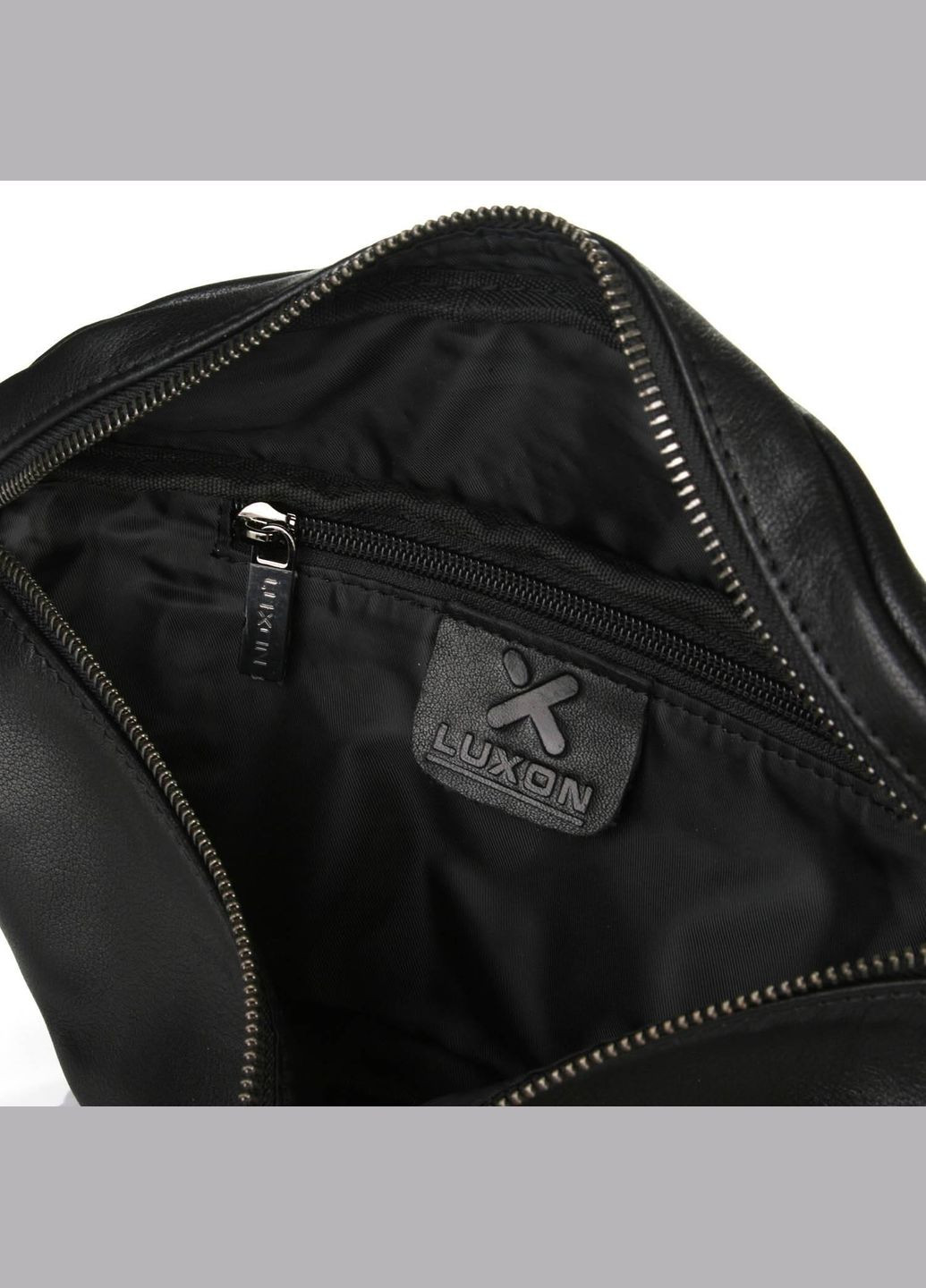 Чоловіча сумка на пояс 8786-43 (барсетка бананка) шкіряна розмір 30 х 13 х 6 см чорна Luxon (314874124)
