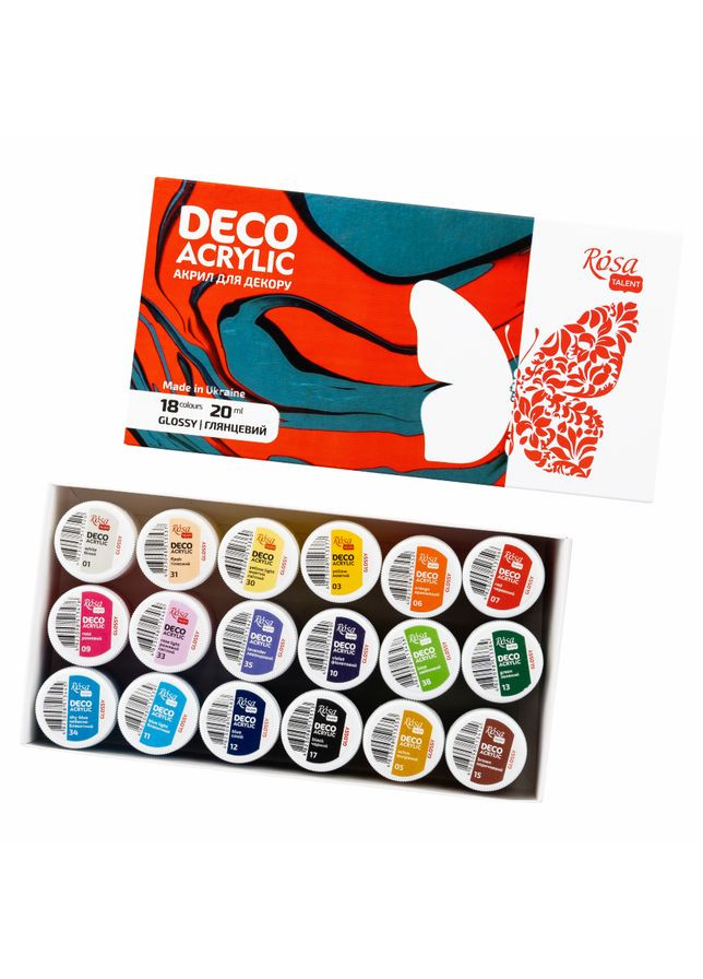 Набор акриловых красок для глянцевого декора 18×20мл Rosa Talent (362661510)