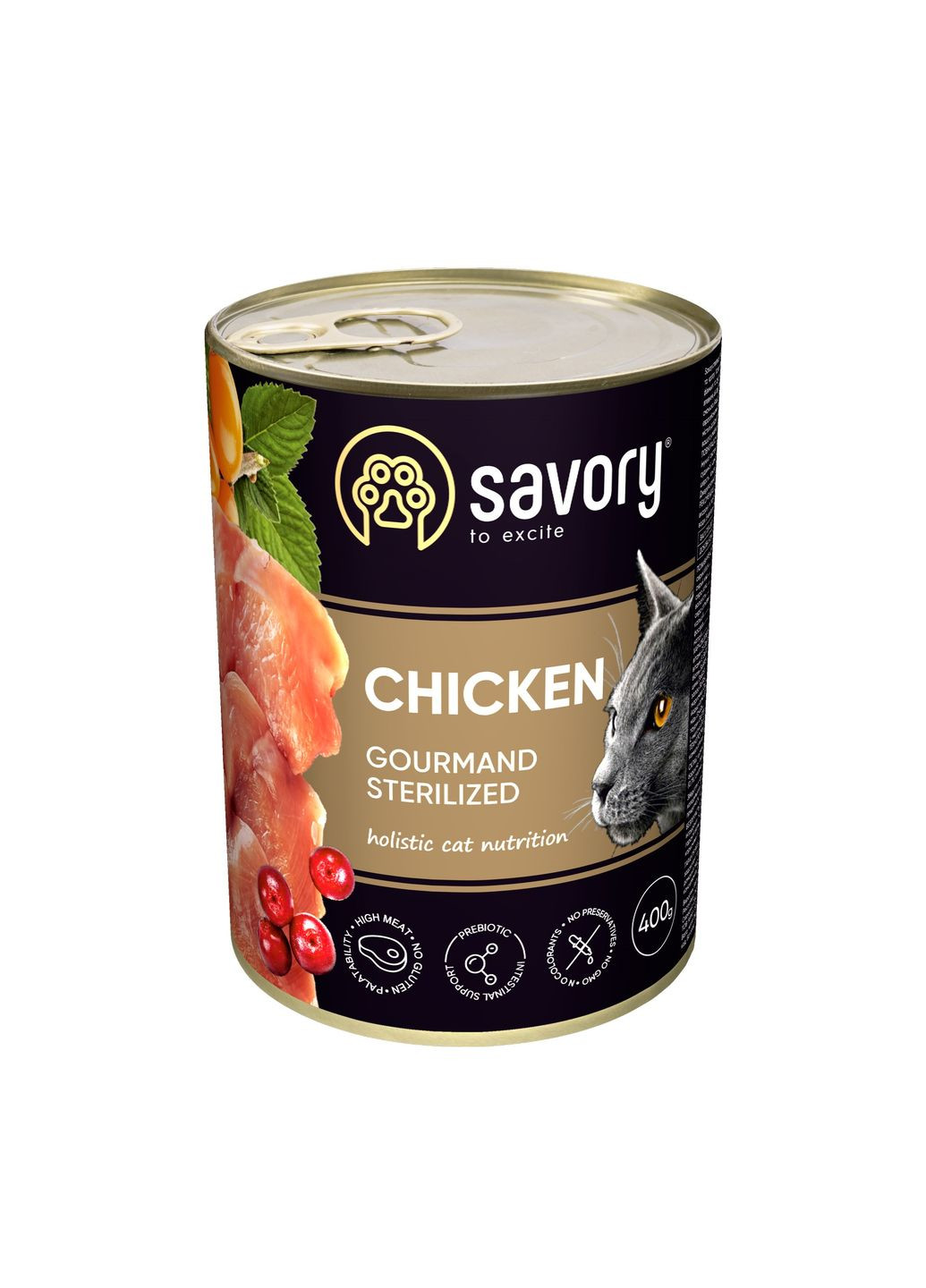 Влажный корм для стерилизованныx котов с курицей 400 г Savory (364786200)