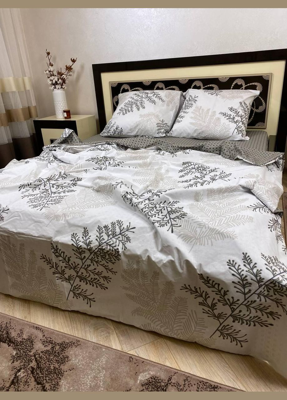 Постельное белье хлопковое Цветы Двуспальное 180 x 220 Бязь Белое 50 х 70 No Brand (278274723)