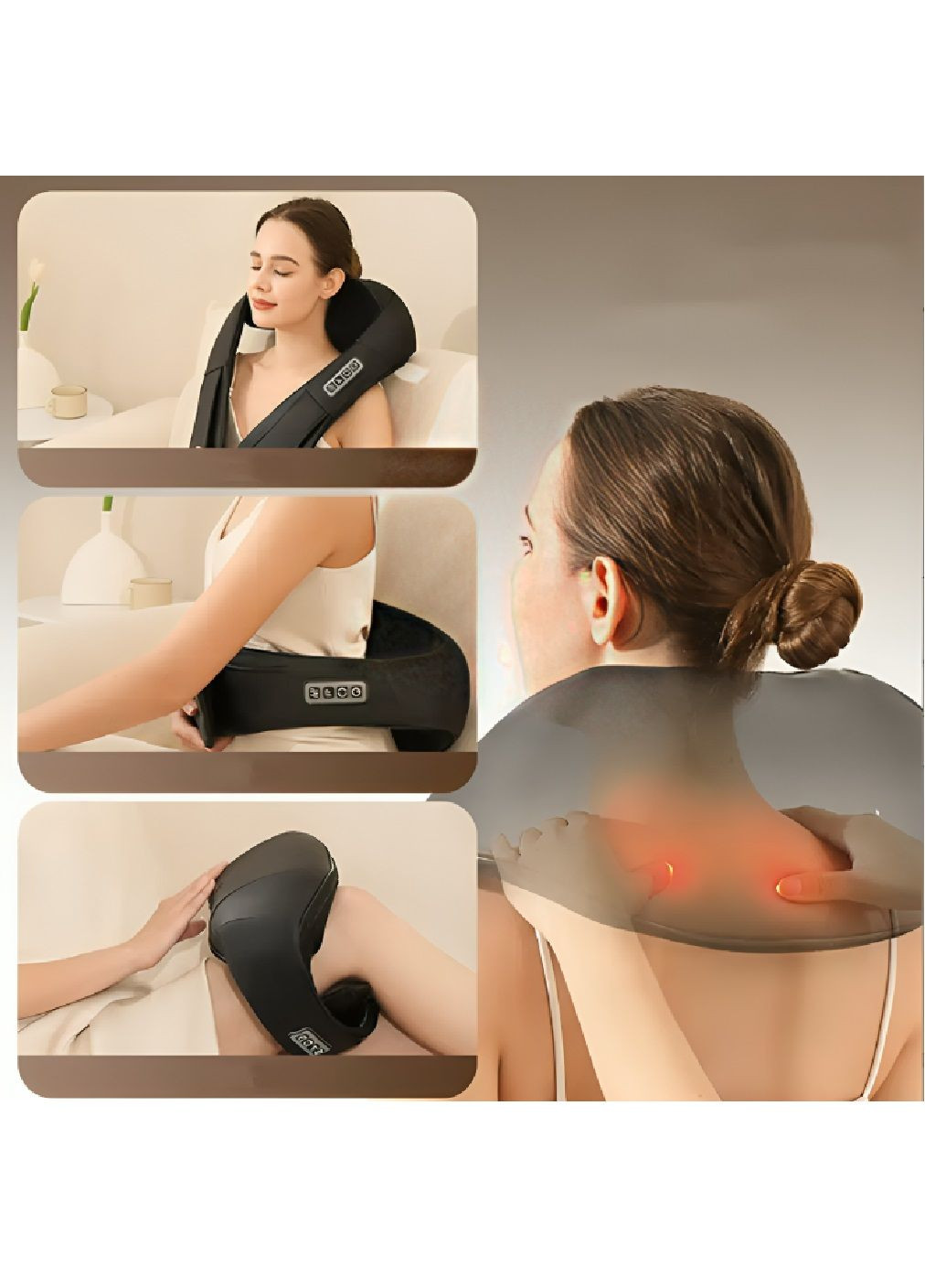 Роликовый массажер для шеи тела плечей с работой от сети инфракрасным прогревом регулировкой интенсивности (480663-Prob) Unbranded (340154253)