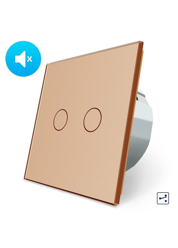 Бесшумный сенсорный проходной/перекрестный выключатель 2 сенсора стекло (VL-C702SQ-13) Livolo (370972079)