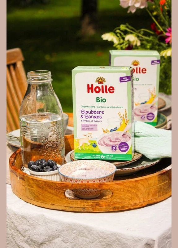 Каша з козячого молока з чорницею та бананом, органічна, від 6 місяців, 200 г Holle S7152 (328310032)