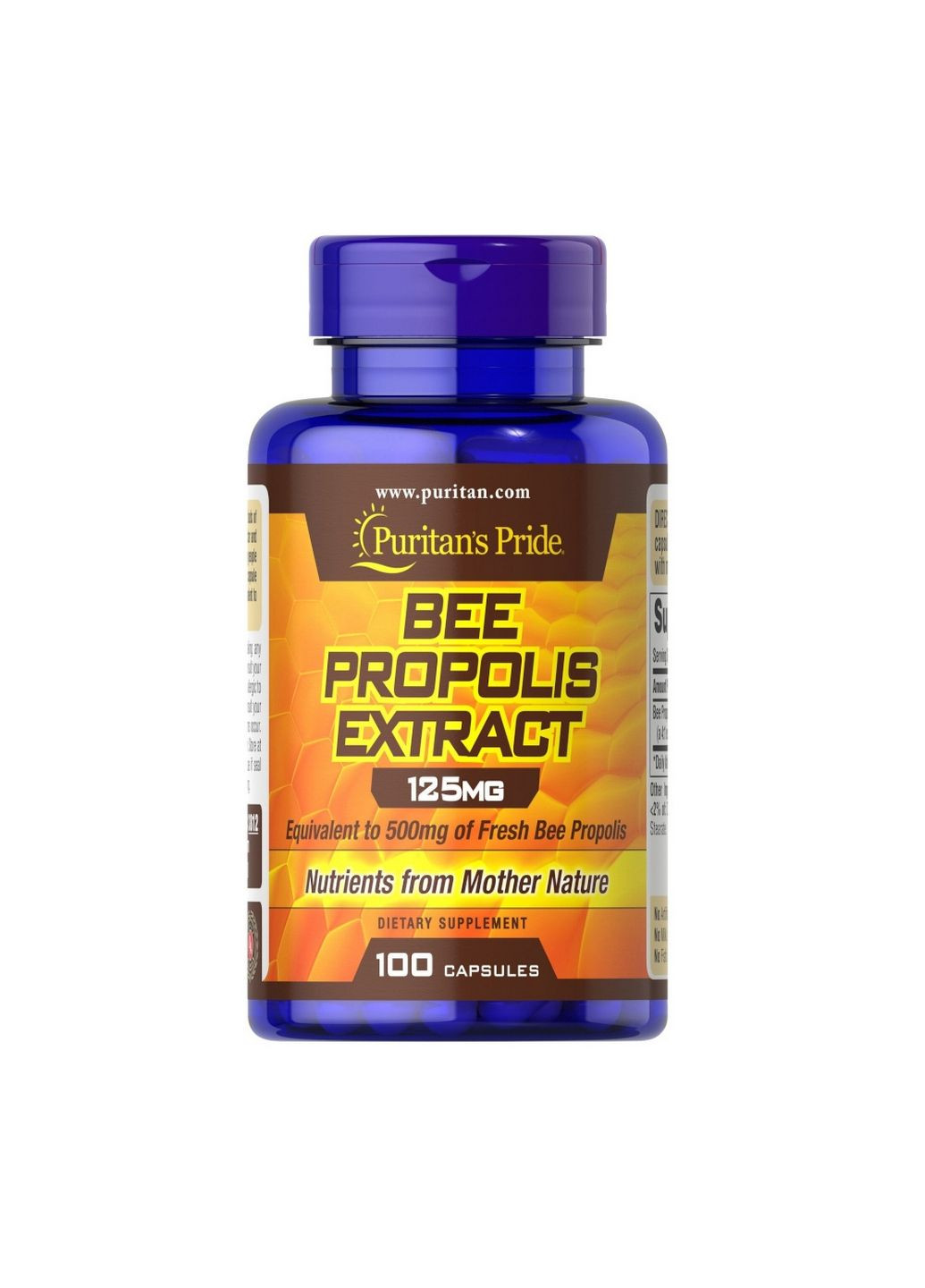 Натуральна добавка Bee Propolis Extract 125 mg, 100 капсул Puritans Pride (293480809)