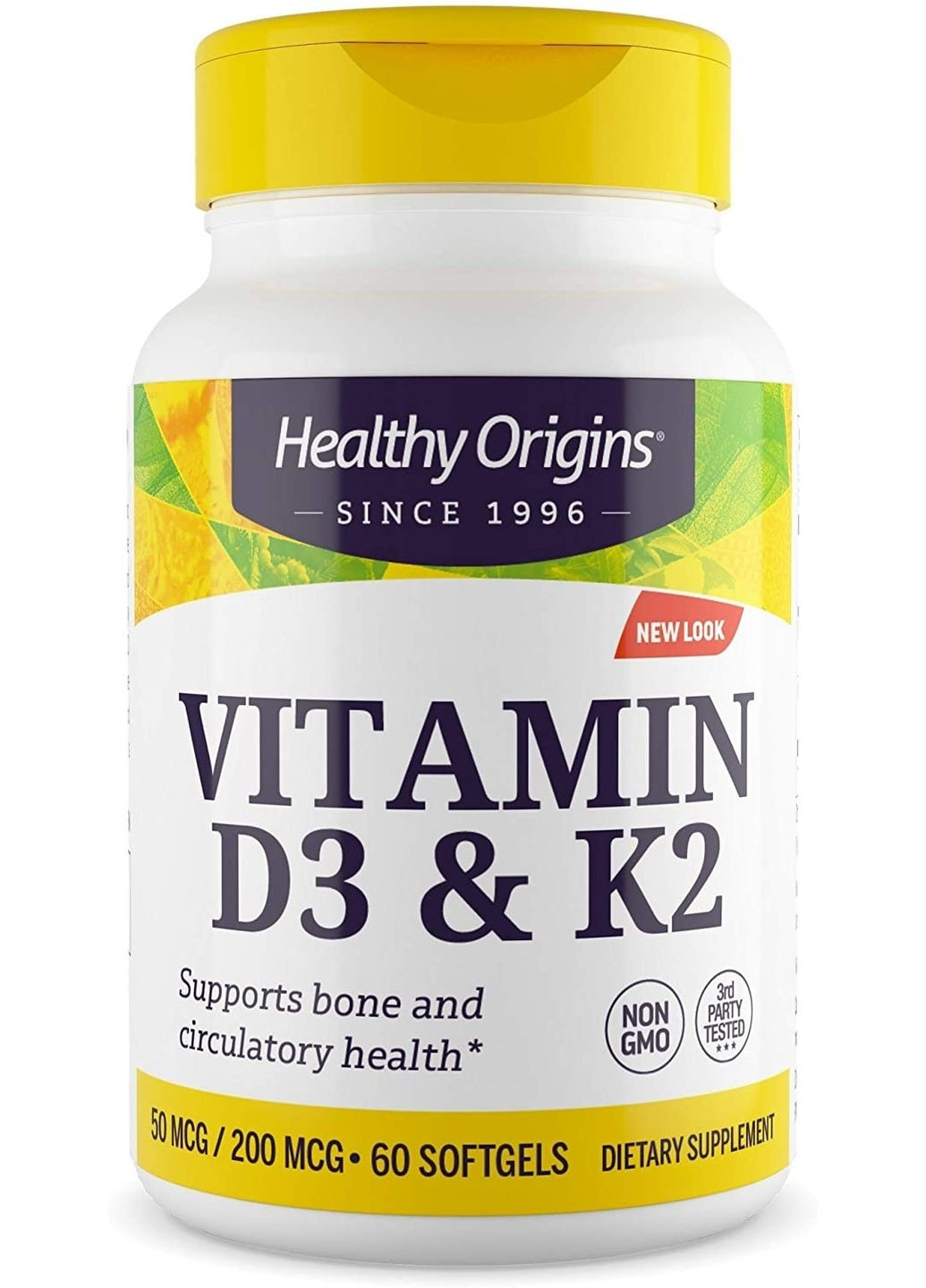 Харчова добавка "Вітаміни D3&K2" 60шт (1515920-40444961) Healthy Origins (368619694)