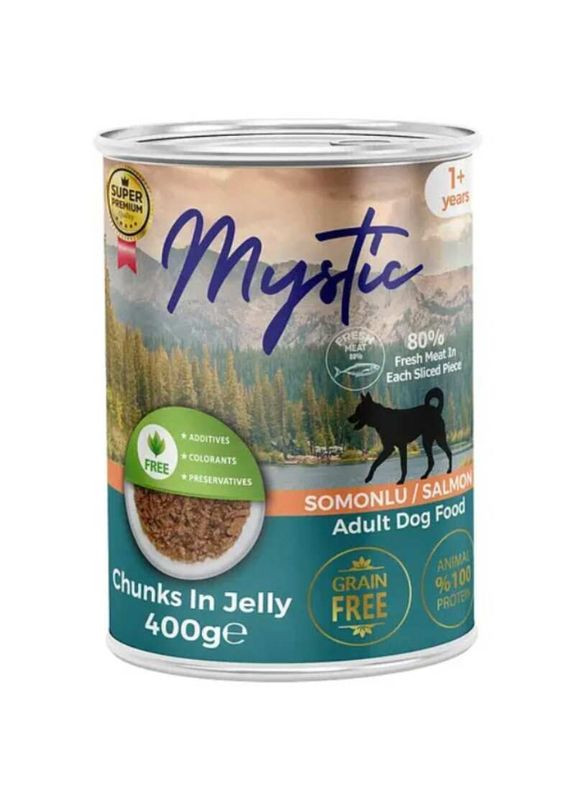 Jelly - Консервированный корм кусочки лосося в желе для собак - 400 г Mystic (353303467)