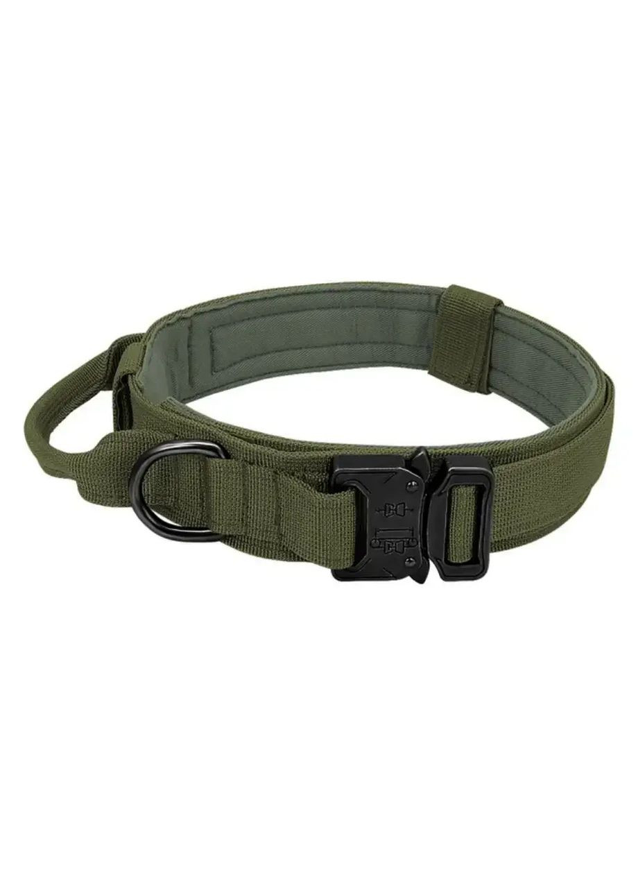 Комплект сверхпрочный тактический поводок + ошейник для собак зеленый размер No Brand (302372368)