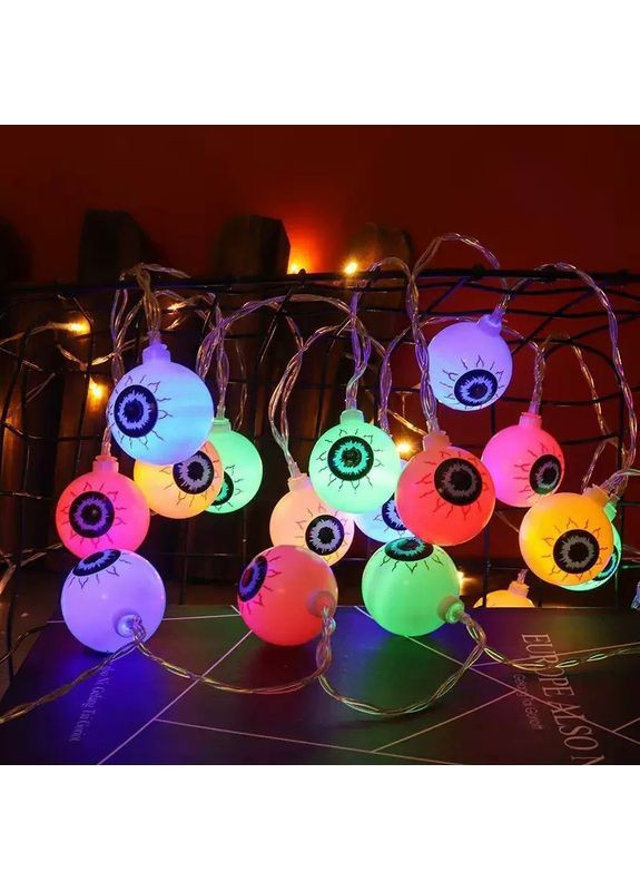 на Хелловін Очі 150 см 10 led 4 см різнобарвний Jannet Гірлянда (364191415)