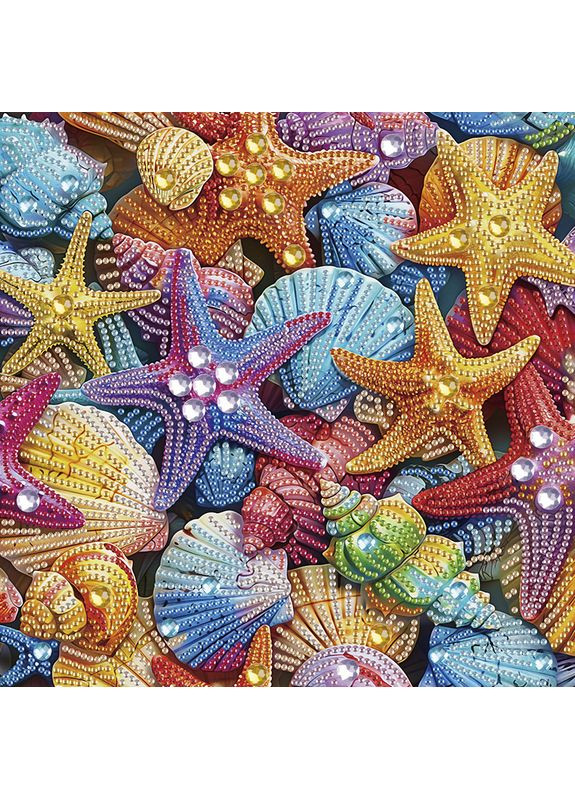 Алмазна мозаїка "Кольорові морські зірки" BH013 неповна викладка Brushme (366869743)