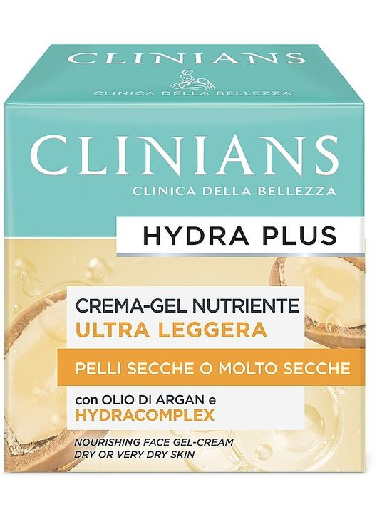 Крем-гель для обличчя живильний для сухої та дуже сухої шкіри з олією аргана, легкий Hydra Plus 50ml (1493548-38468826) Clinians (368659884)