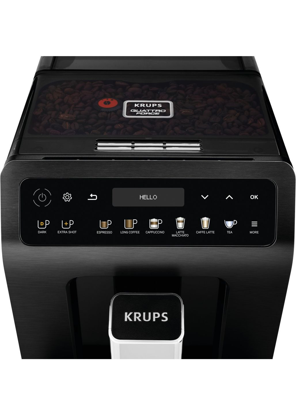 Кофемашина Evidence Plus Titanium, 2,3л, зерно, автомат.капуч, ОLED диспл, аторец.19, черный Krups (314780944)