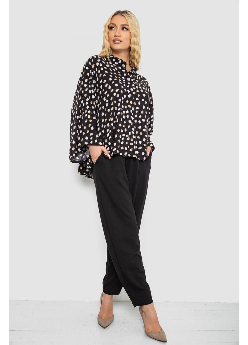 Чёрная рубашка женская свободного кроя с принтом Sport Line