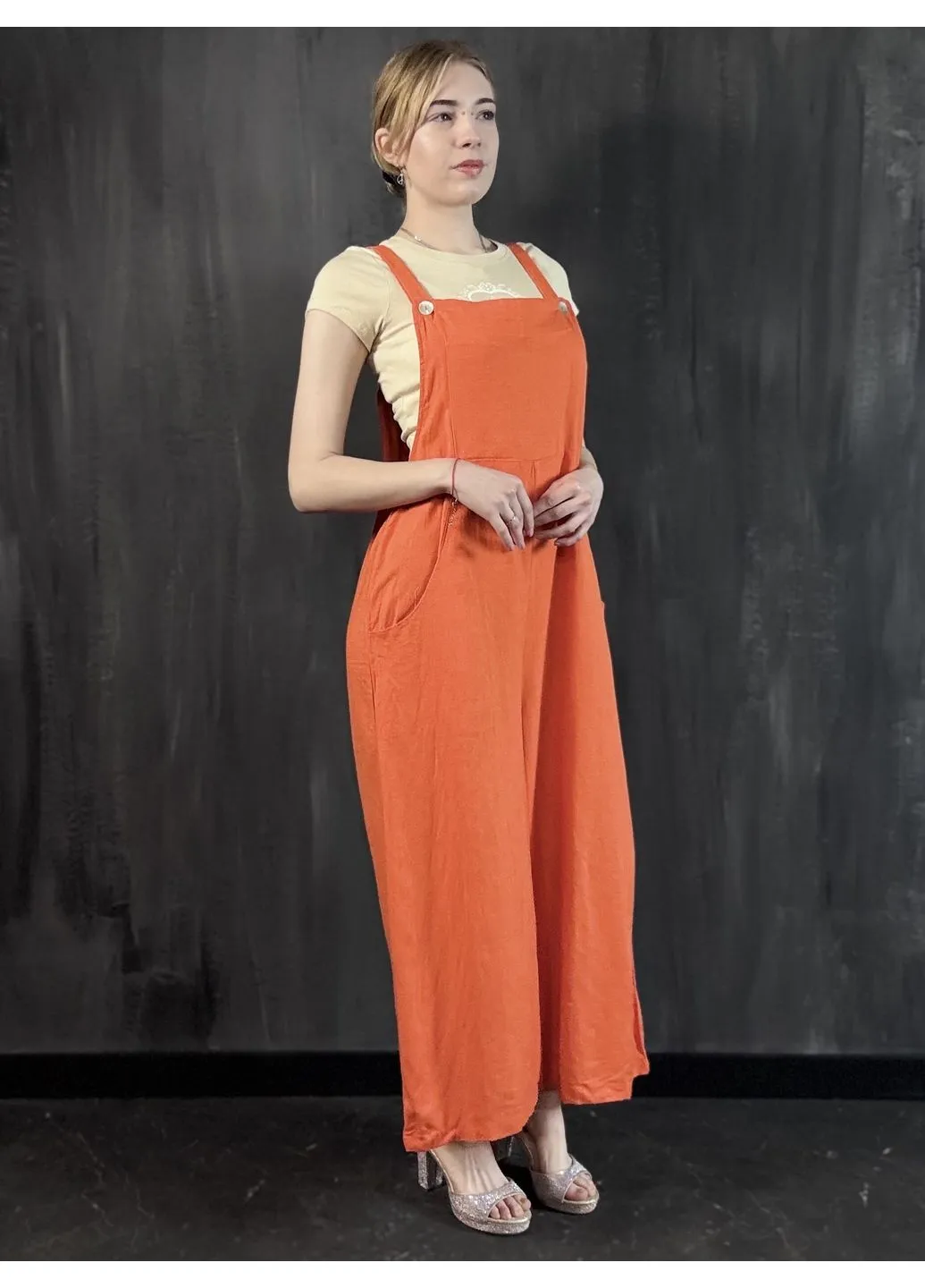 Комбинезон свободного кроя SHEIN оранжевый