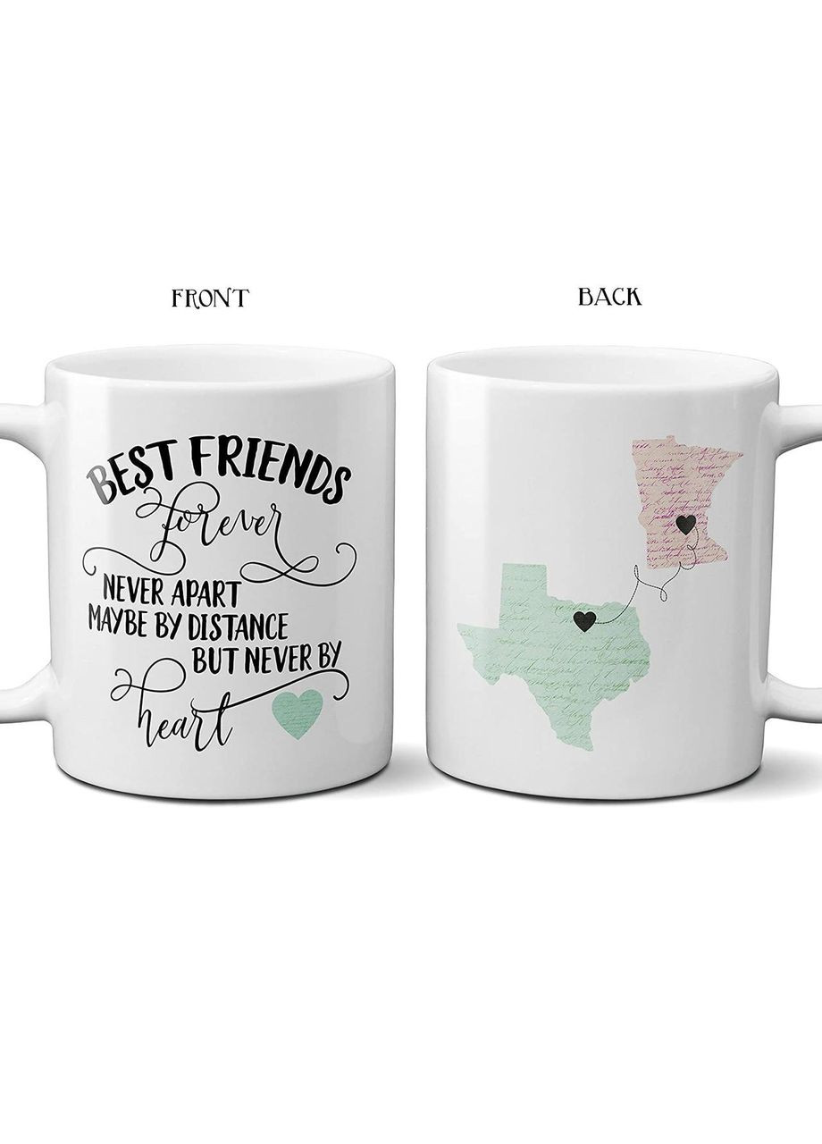 Парні білі чашки з принтом "Best friends forever never apart" Кавун Чашка (316112063)