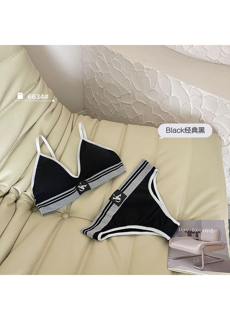 Черный демисезонный комплект женского нижнего белья "ok" s-m черный No Brand