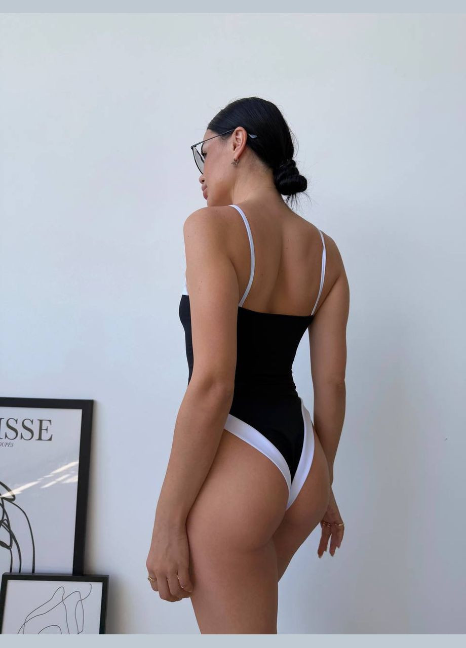 Черный летний женский купальник слитный Україна